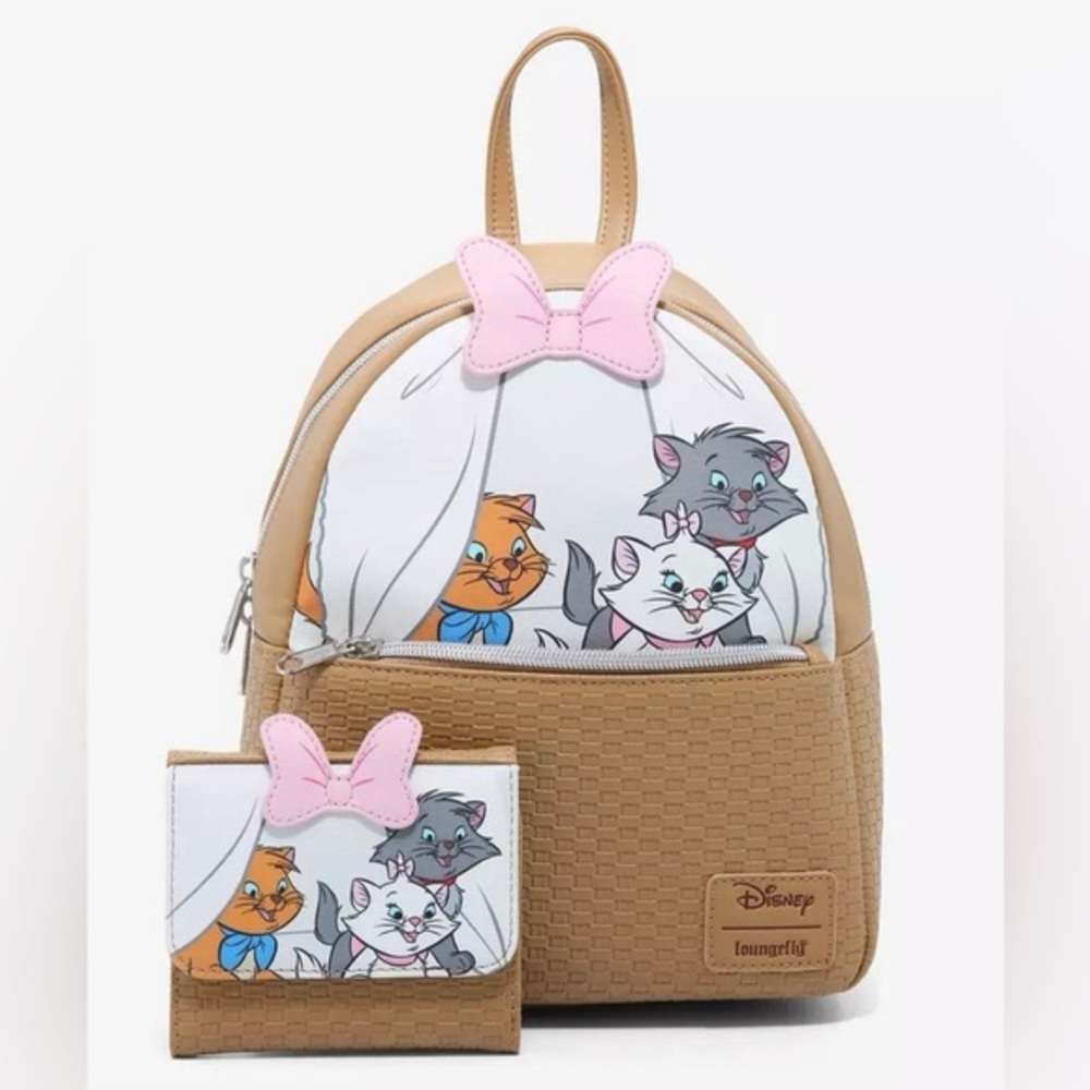 Loungefly Disney aristocats Backpack and Wallet - Pink and Tan